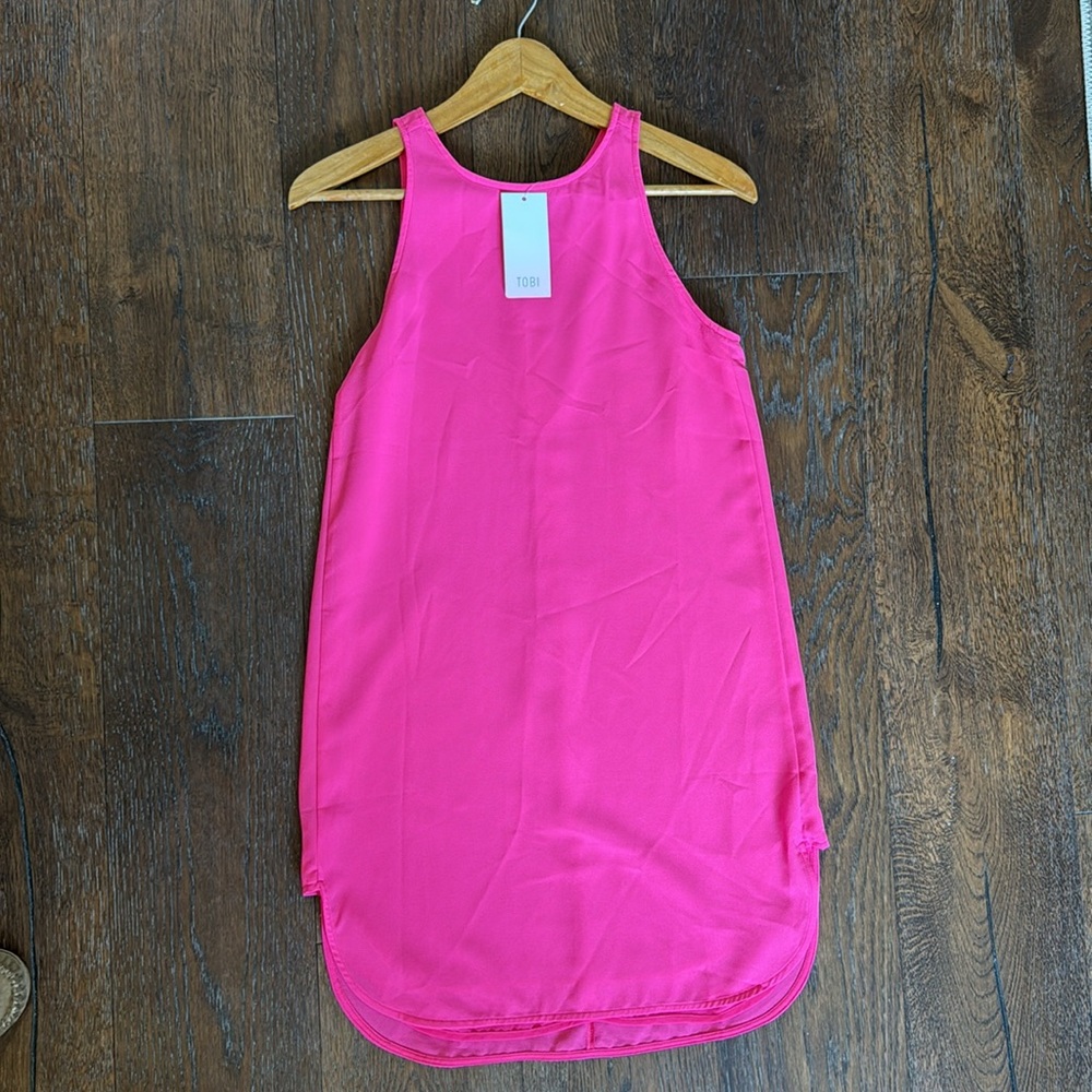 Hot pink tank dress lined zipper back